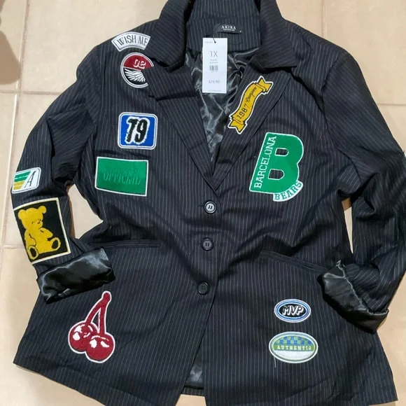 β¨ NWT AKIRA PATCHWORK BLAZER | STATEMENT STREET STYLE π₯ - Picture 2 of 10